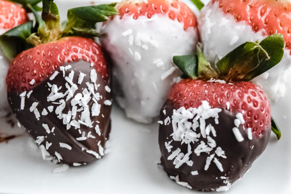 Coconut Covered Strawberries. Nadina's Kitchen